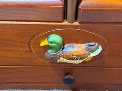木製 デコイソーイングボックス 裁縫箱 マガモモチーフ