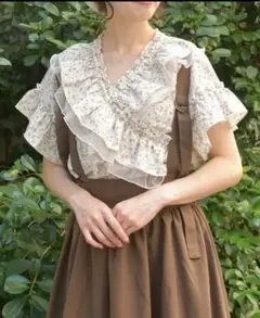 axes femme 2way フリル×チュールブラウス