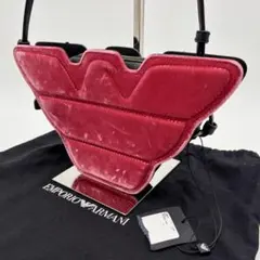 エンポリオアルマーニ ショルダーバッグ イーグルロゴ ベロア ブラック