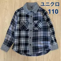 ユニクロ キッズ 110サイズ モノトーン系チェック ネルシャツ