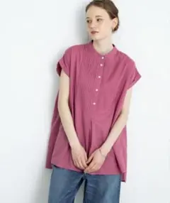 6270円URBAN RESEARCH エアリーコットンピンタックシャツ ピンク