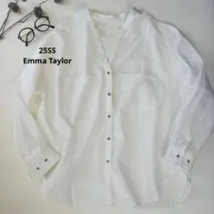 美品 25SS エマテイラー シアーワッシャーキーネックシャツ　白のサムネイル