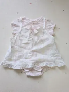 赤ちゃんの城　70size 花柄フリルロンパース ピンク　コットン100%