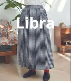 ⑤【Libra】ギンガムチェックボリュームスカートブラックxホワイト系のサムネイル
