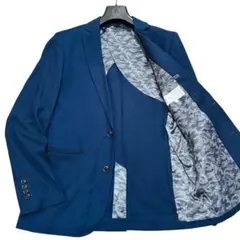 【美品】アバハウス　テーラードジャケット ネイビー　裏地カモ柄　XL