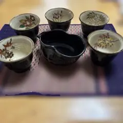 青藍窯 古伊万里 金彩 急須 湯呑み 5客 茶器セット 和食器 茶道具 美品