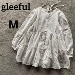gleeful 長袖ブラウス　M 白ホワイト　バックリボン　フリルのサムネイル