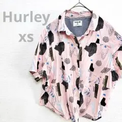 Hurley ハーレー 半袖シャツ XS ピンク 総柄 クロップド丈　レディース