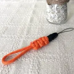 パラコード フィンガーストラップ オレンジ ループ1本仕様 ハンドメイド