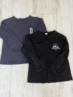 美品　キッズ140cm長袖カットソー 2枚セット (ネイビー・ブラック)おしゃれ