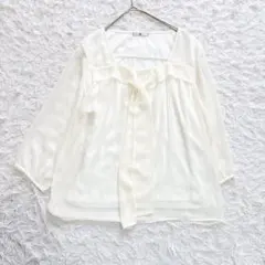 スーツセレクト【L】シフォンブラウス 長袖 ふんわり オフィススタイル 式典のサムネイル
