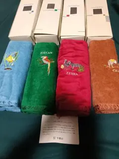 千趣会 ベルメゾン ラックスクイーン フェイスタオル 4枚 動物刺繍 日本製