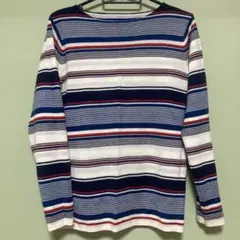 ユナイテッドアローズ ストライプ柄 リバーシブル 長袖カットソー ボートネック