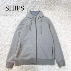 SHIPS シップス グレー ダブルジッパー パーカー 襟付き 長袖 薄手