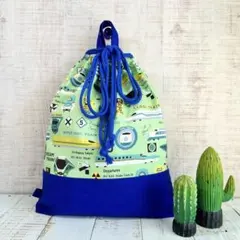 クールトレイン新幹線/電車柄☆ナップサック/体操着袋/着替え袋などに