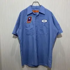 RED KAP USA製Tornado Gino パッチ付き青半袖ワークシャツ