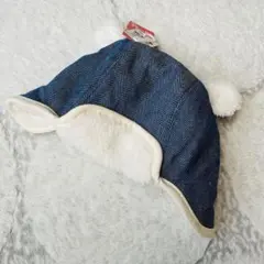 新品未使用 裏ボア 帽子 耳付き　46〜48cm