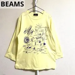 BEAMS ビームス Tシャツ 長袖 イエロー マップ柄 レトロ 2000年代のサムネイル