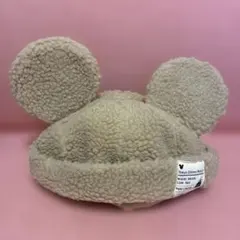 東京ディズニーリゾート ミッキーマウス ボア 耳付き 帽子 ベージュ