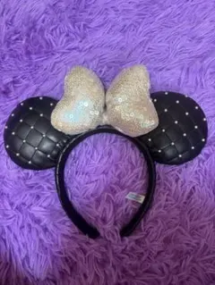 ミニーマウス耳カチューシャ（黒と金）