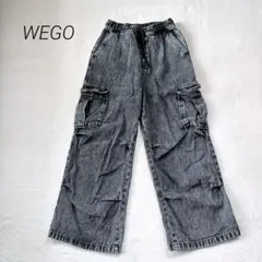 WEGO ブラックデニム ワイドカーゴ イージーパンツ XS 綿100のサムネイル