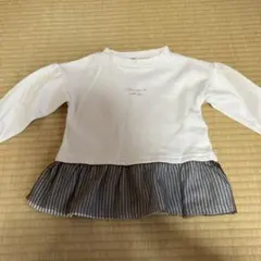 ホワイト 長袖裏起毛　 フリル付き