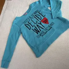 SISTER JENNI 水色トレーナー130センチ女の子ラインストーン付き