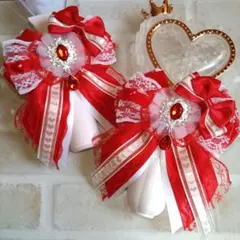 キンブレリボン★赤★ペンライトリボン★レッド★サブカル★ヘアゴム★ハート★