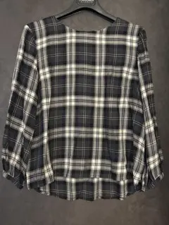 美品❣️ハナエ　モリ♡チェック柄五分袖シャツ サイズ38