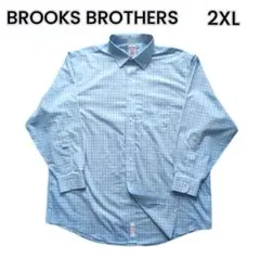 美品 ブルックスブラザーズ スーピマコットンノンアイロンシャツ 青 水色 2XL