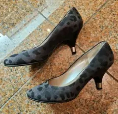銀座かねまつ レオパード 柄 パンプス ヒール 22.5cm