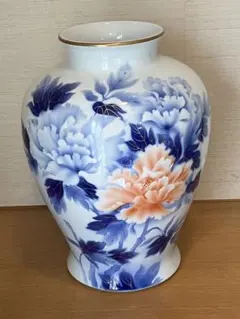 新品価格44,000円】深川製磁 瑠璃牡丹 ルリ牡丹 F型9号 花生 有田焼
