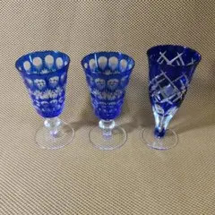 切子 コバルトブルーワイングラス 2客 ＆ ボウル セット ブルー - メルカリ