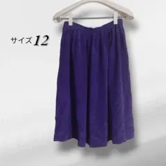 紫 柄あり フレアスカート サイズ12 ポリエステル アメリカ古着 大人かわいい