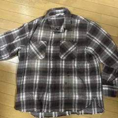 ダメージ加工 チェック柄 長袖シャツ ブラウン