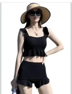 水着 レディース水着 タンキニ ビスチェ風 バンドウェア 二点セット セパレーツ