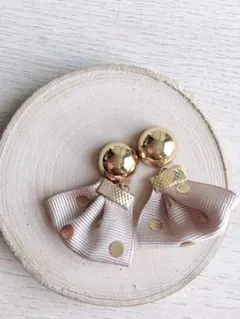 ピアス ドット パール 秋 大ぶり ハンドメンド イヤリング ハンドメイド 水玉