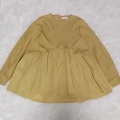 オペークドットクリップ ペプラム 切替トップス 長袖 M フレア 美シルエット