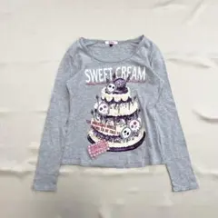 PINK-latte Tシャツ グレー カジュアル ティーン ドクロ プリント