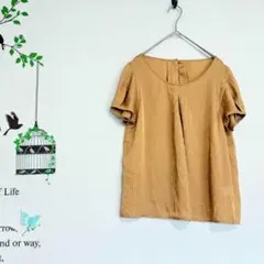 GUジーユー/パフスリーブ ブラウス フロントタック シフォン くるみボタン S