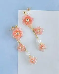 八重桜とクリスタルピアス※イヤリング変更可