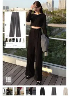 タックセンタープレスストレートワイドパンツ[ai36] オフホワイト Lサイズ