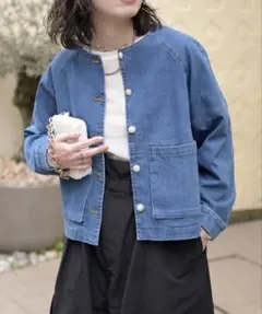 【新品・タグ付き】&HALF スノーカラーデニムジャケット　サイズM