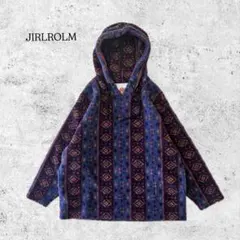 90s JIRLROLM エスニック柄 ボアフリース バハフーディ 古着 L