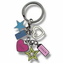 美品 COACH コーチ キーリング チャーム キーホルダー ロゴ シルバー 星