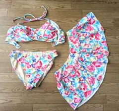 レディース 花柄 セパレート水着 3点セットのサムネイル