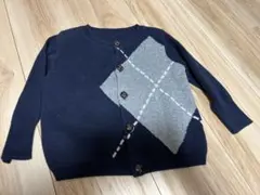 COMME CA ISM ニットカーディガン ネイビー グレー キッズ90