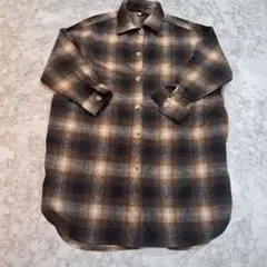 フランネルチェック柄長袖シャツ