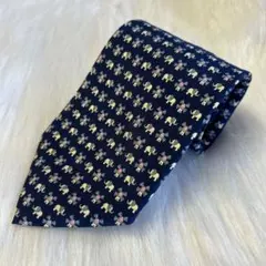 フェラガモ ネクタイ 象 風車 アニマル 総柄 ネイビー シルク イタリア製