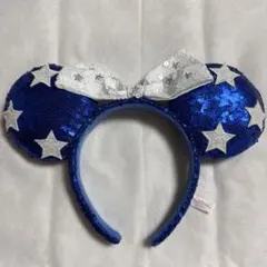 ミニー　スパンコール　カチューシャ 青